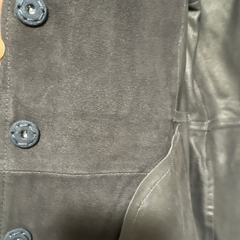 Gerard Darel Navy Gemma Suede Trench Coat with Mid-Thigh Length and Relaxed Fit - Picture 5 of 16